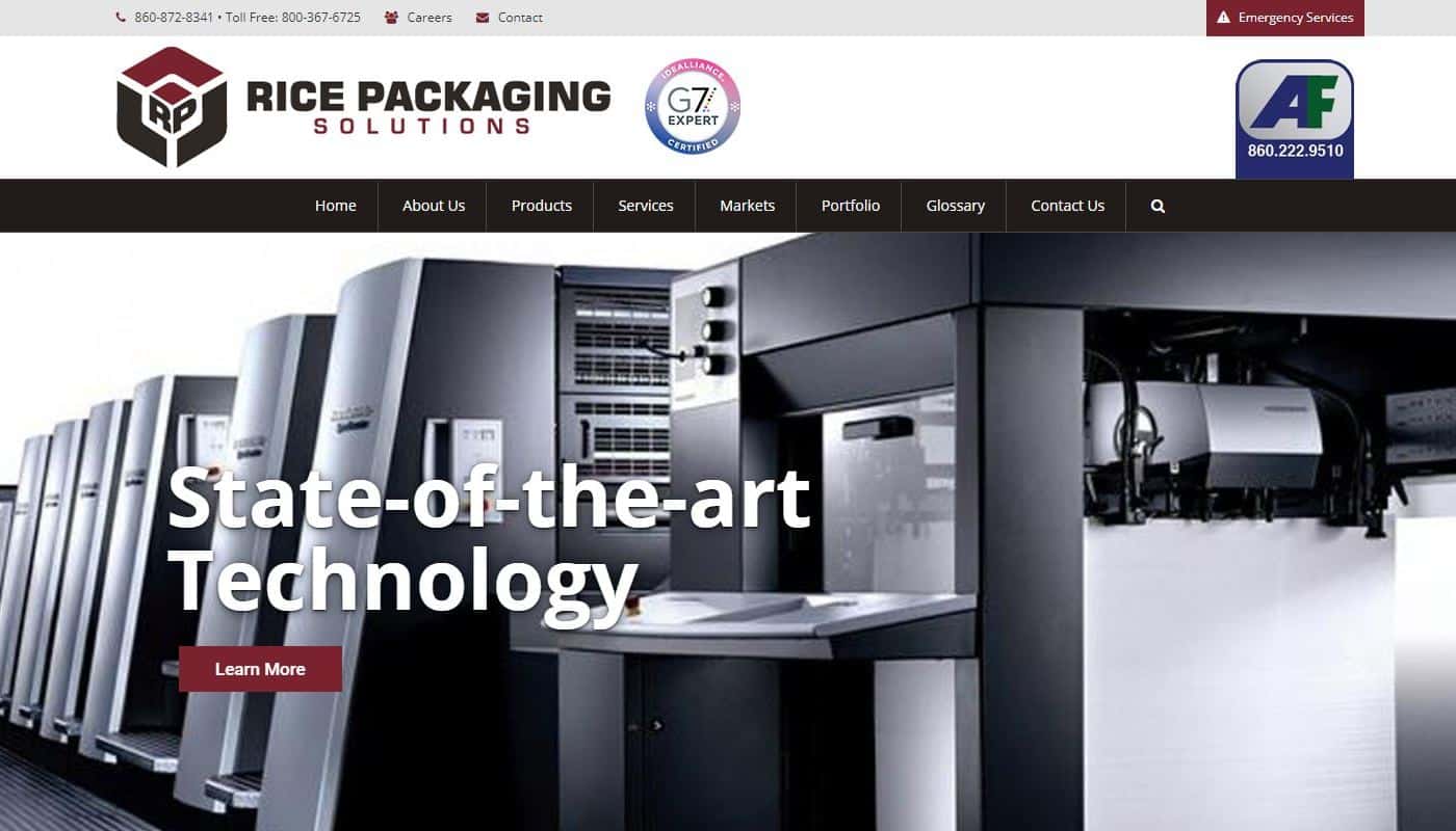 Web designer - Ellington CT_Rice Packaging