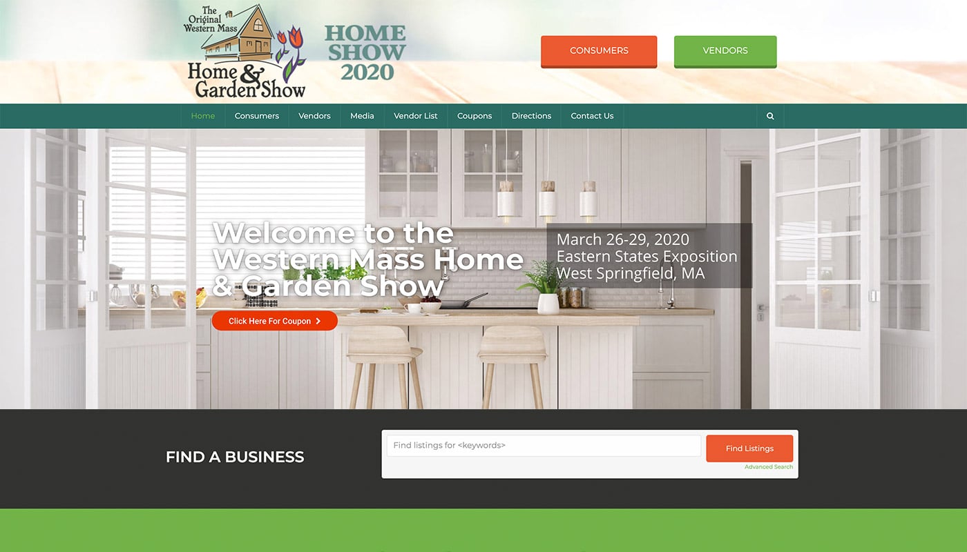 Western Mass Home Show Custom WordPress Website Design, marketing agency serving Northern CT, marketing agency serving MA, local marketing company