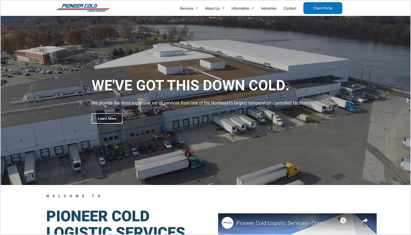 Pioneer Cold Logistic Services website, web designer Western MA, marketing agency, digital marketing agency MA, digital marketing agency CT, graphic design services